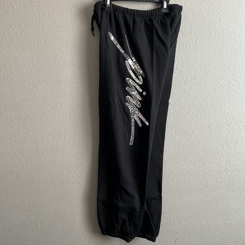Victoria’s Secret Pink bling sequin logo classic black pants